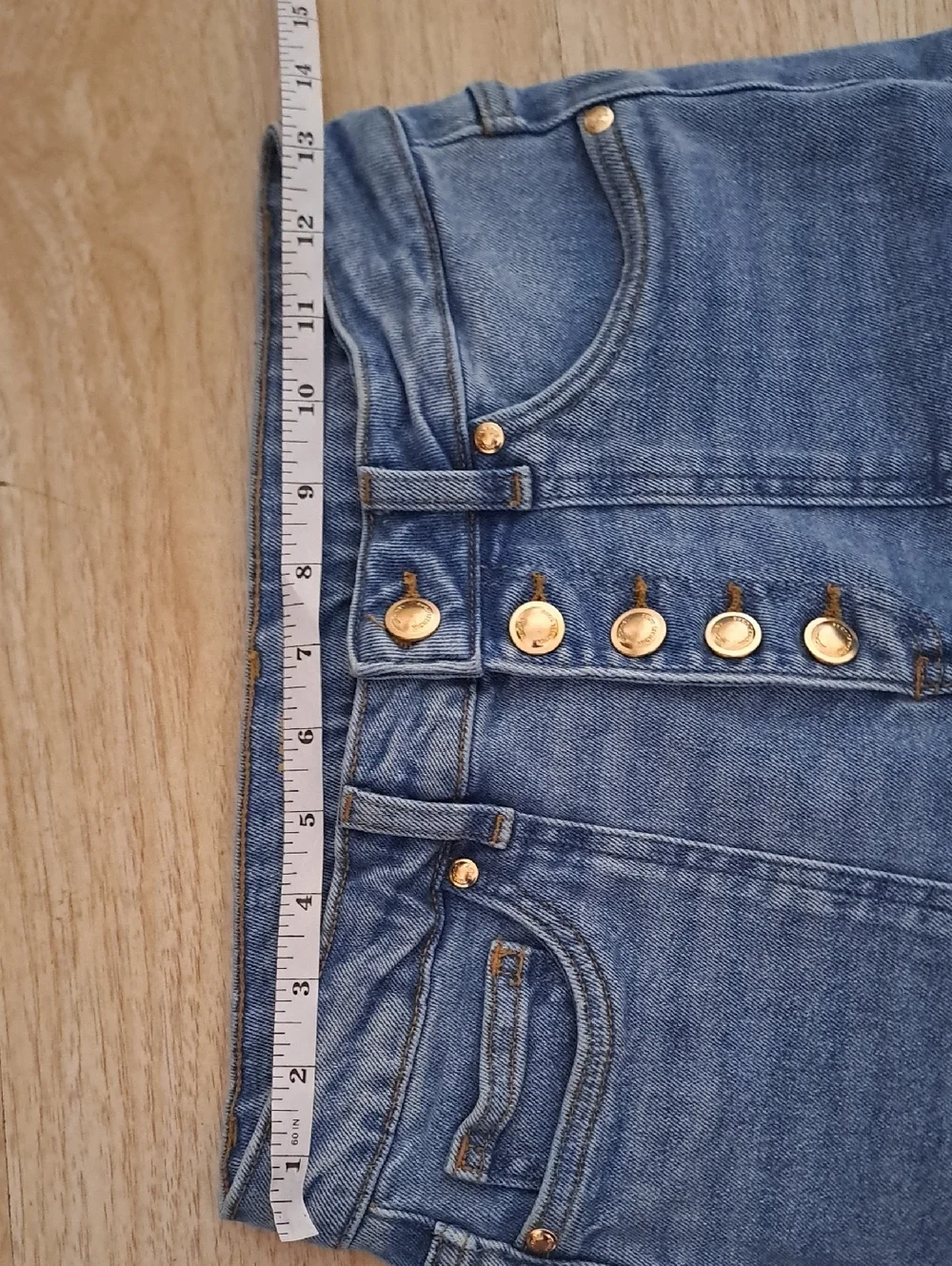 Michael Kors High Rise Light Blue Jeans with Gold Accents